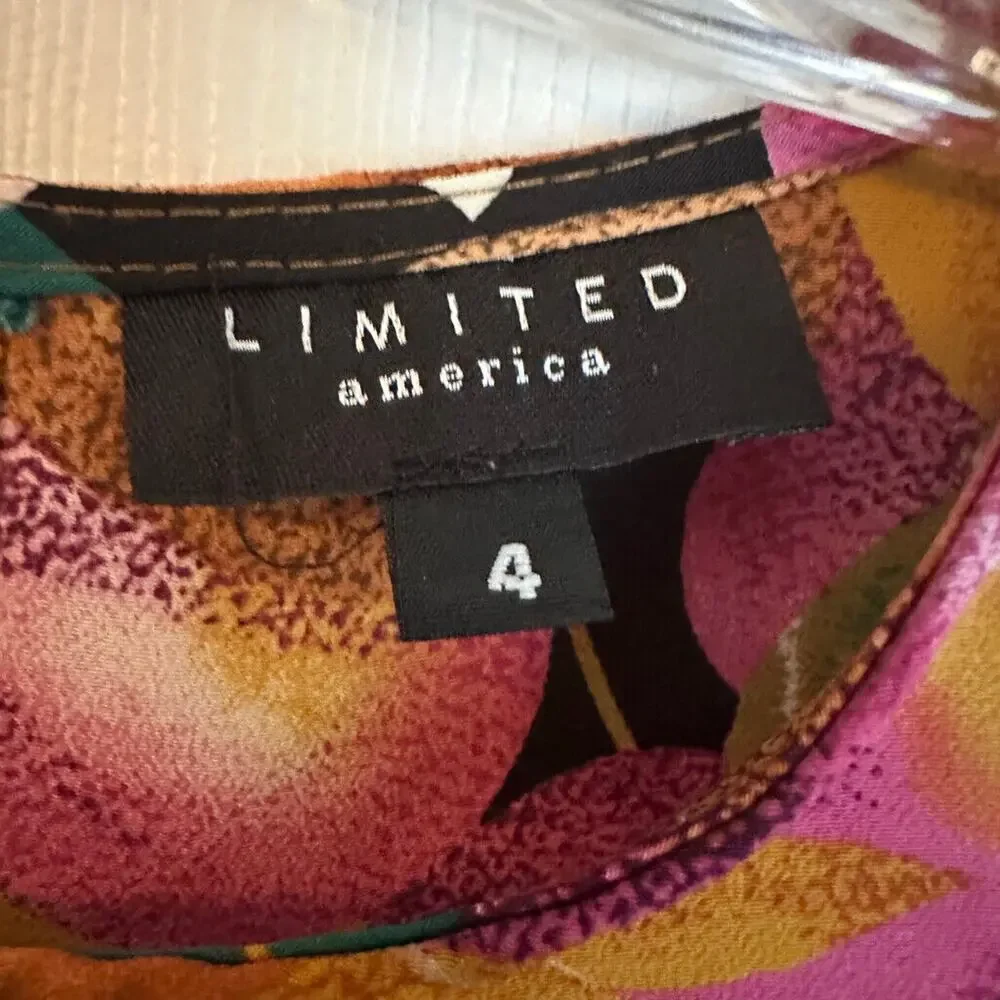 Limited America vintage tropical floral A line dress size 4 - Picture 3 of 5